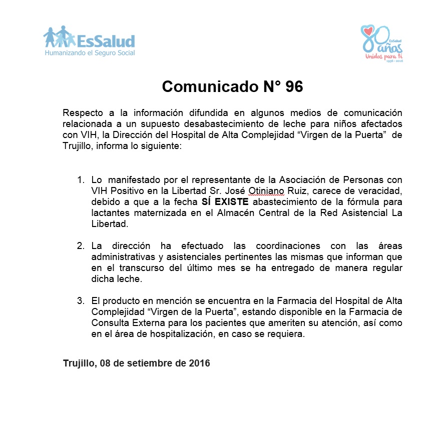 Comunicado de EsSalud